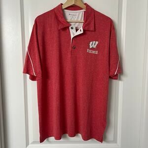 Champion Men’s Wisconsin Badgers Polo Shirt Large Red Embroidered Logo